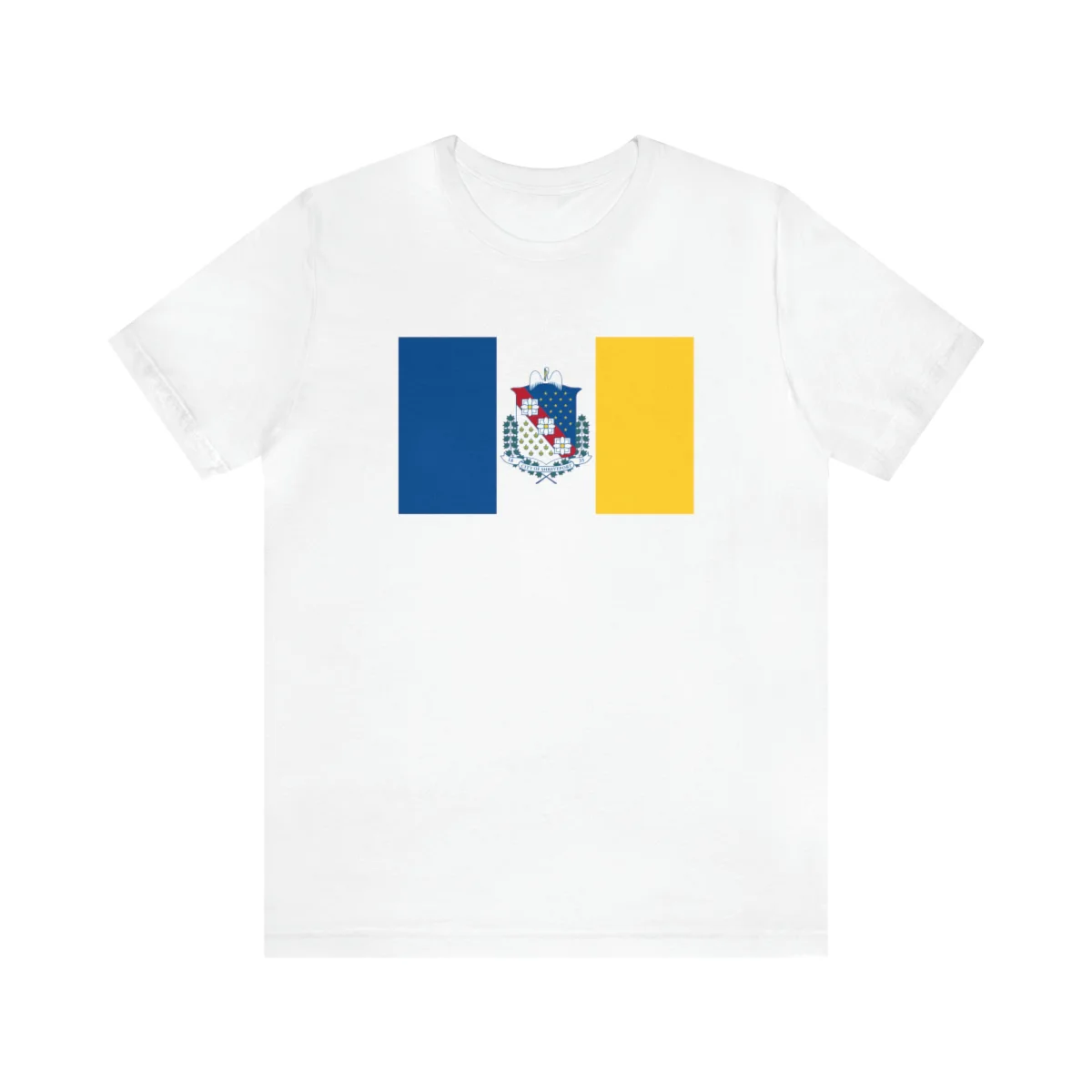 White crew tee with the Shreveport flag graphic