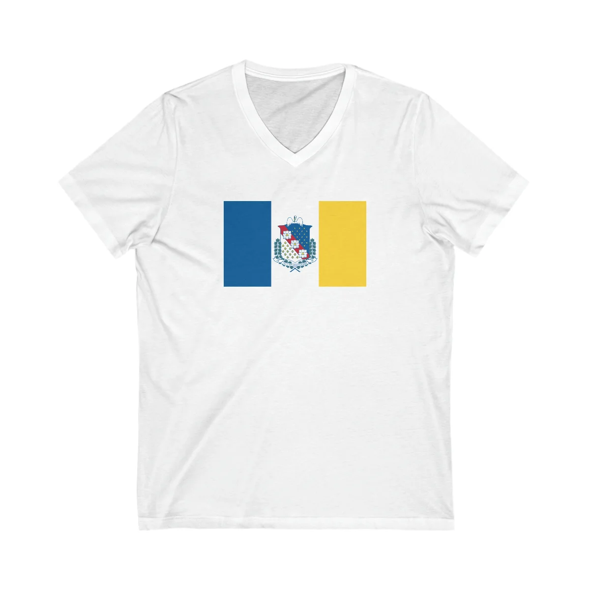 White V-neck tee with the Shreveport flag graphic